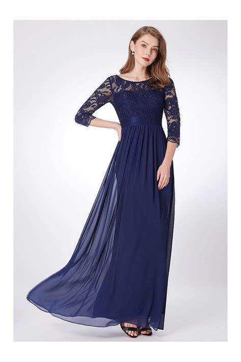 Amazon.com: Long Blue Dress With Sleeves Lace.